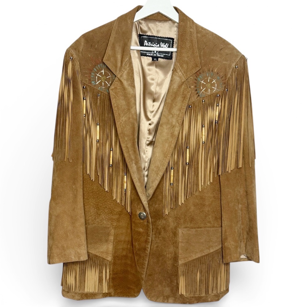 Patricia Wells Suede Fringe Leather Jacket - Tan